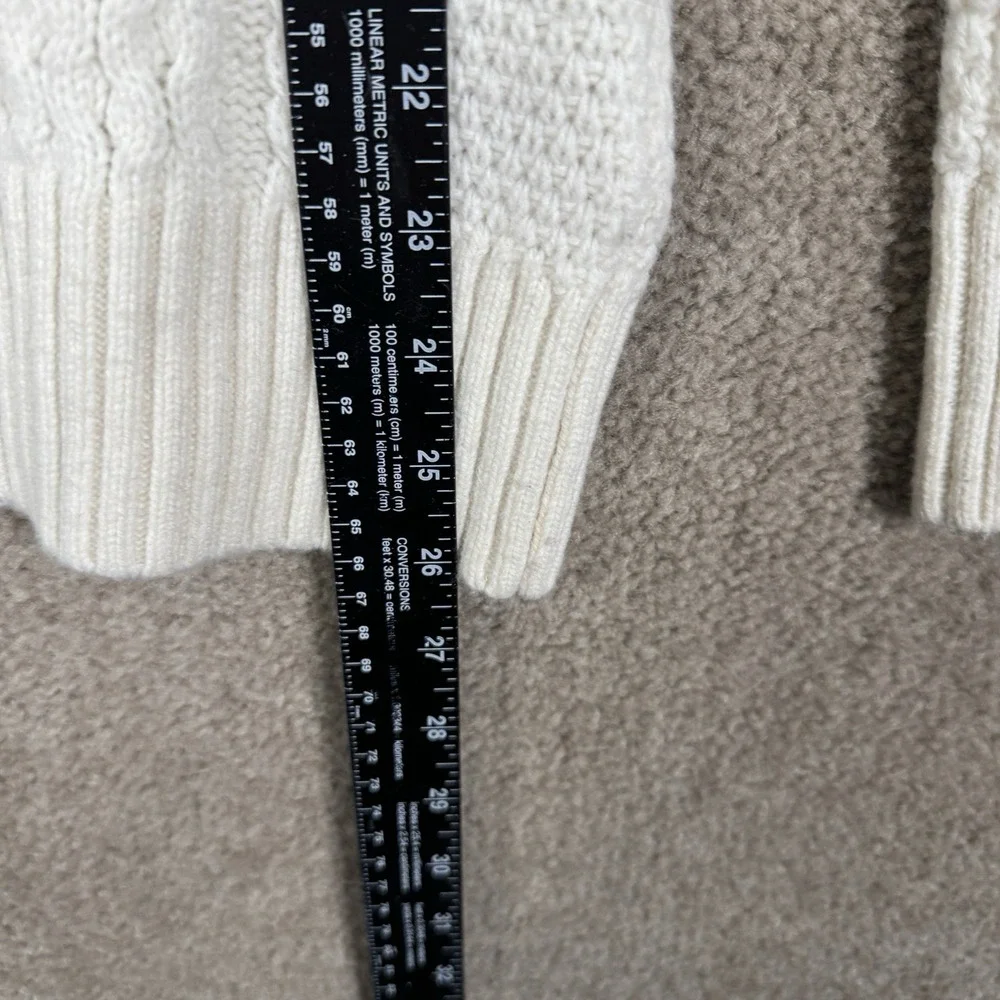 L.L. Bean Sweater Womens XS‎ Ivory Cable Knit Turtleneck Merino Wool Chunky